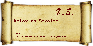 Kolovits Sarolta névjegykártya